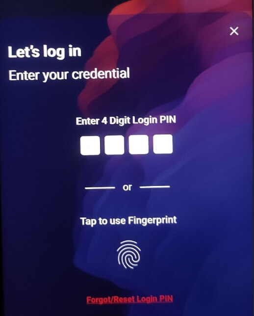 Enter your four digit login pin
