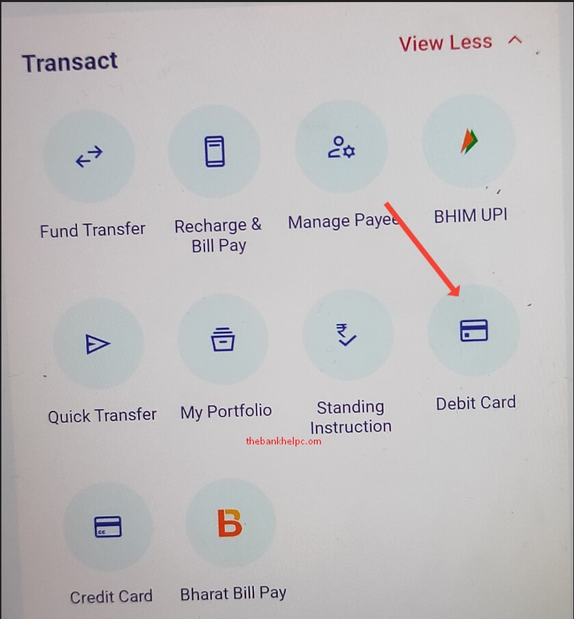 Click on Debit Card option on the VYOM dashboard