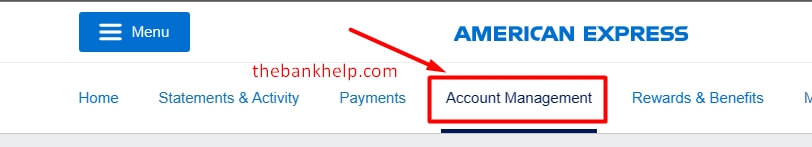 click on account management option in amex website