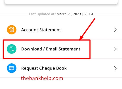 click on download statement option in fedmobile