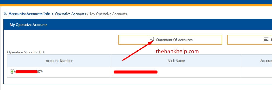 click on statement of accounts option in fednet