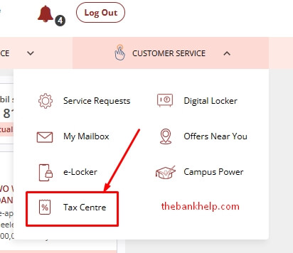 click on tax centre from customer service menu in icic netbanking