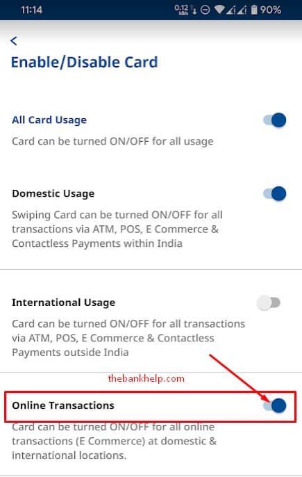 enable online transaction option in fedmobile