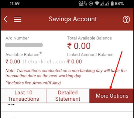 tap on more options in imobile app