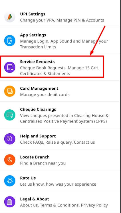tap on service requests option in fedmobile app