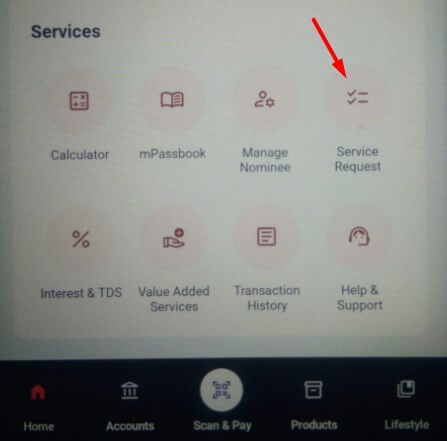 Click on Service Request under Services tab