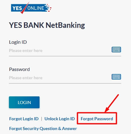 click on forgot password option in yesonline