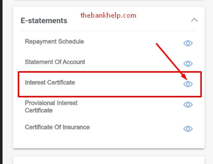 tap on interest certificate option in bajaj hosing app