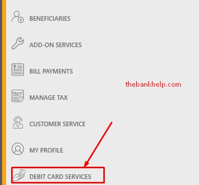 click on debit card services in federal net banking