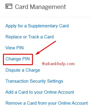 click change pin option in amex portal