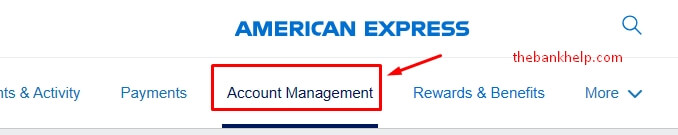 click on account management option in amex portal