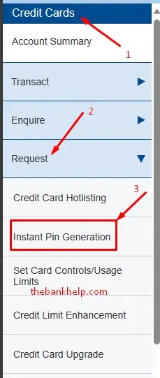 click on instant pin generation pin option in hdfc net banking
