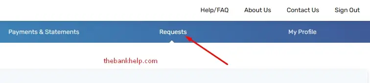 click on requests option in bob credit financial website