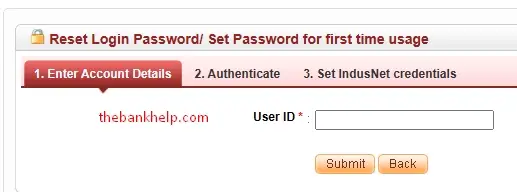 enter the user id to recover indusind password